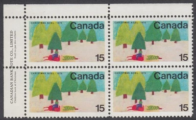 Canada - #530  15c Christmas, Snowmobile and Trees Plate Block - MNH - Image 1 of 2