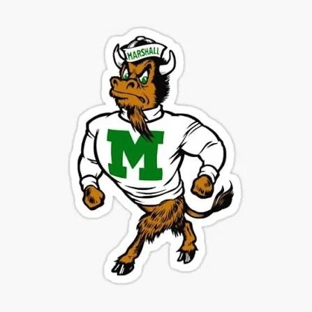Letrero de metal Marshall Thundering Herd Mascota pegatina vinilo troquelado universidad 12x8 pulgadas Foto 1 de 1