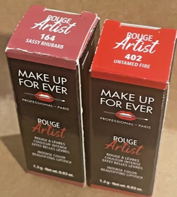 MAKE UP FOR EVER ROUGE ARTIST INTENSE COLOR BEAUTIFYING LIPSTICK 402 & 164 Mini - Image 1 of 3