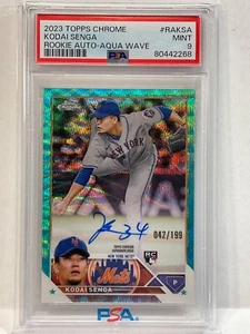 PSA 9 MINT 2023 TOPPS CHROME #RAKSA KODAI SENGA AUTO #/199 AQUA WAVE REFRACTOR - Picture 1 of 2