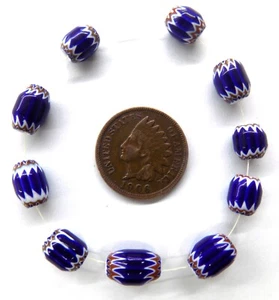 10 cuentas comerciales Chevron africanas Moretti venecianas originales de 6x8 mm de 6 capas - Imagen 1 de 1