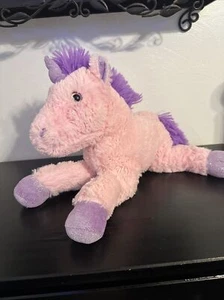 Peluche licorne rose Okie Dokie 18" peluche fil violet crinière corne scintillante - Photo 1/8