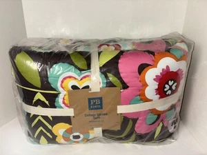 Pottery Barn PB Teen Cottage Garden TWIN Quilt Brown Multi Wildflower Blooms - Picture 1 of 6