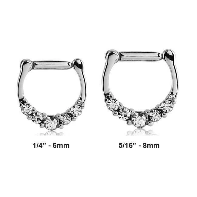Anillo de nariz clicker tabique de acero quirúrgico 316L transparente circonita cúbica 1/4" 5/16" 14G 16G Foto 1 de 1