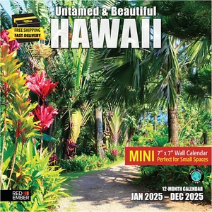 Untamed & Beautiful Hawaii Mini 2025 Wall Calendar 12 Month | 7" X 14" Open | Th - Picture 1 of 6