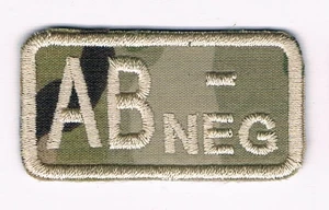 Camo Style Military ARMY Blood Type AB- Negative Patch  - Picture 1 of 1