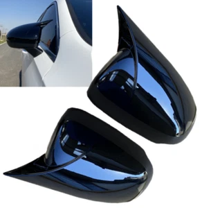 2x Gloss Black Horn Side Mirror Cap Overlay Cover Fits 20-25 C118 CLA250 CLA35 - Foto 1 di 8