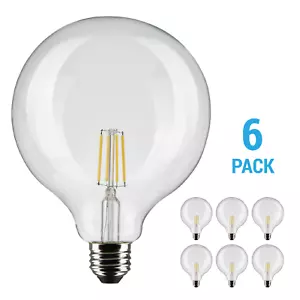 6 Pack Satco S21252 LED Filament Globe Bulb 120V 6W 60W G40 Medium E26 2700K - Picture 1 of 12