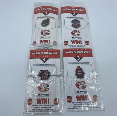 Vtg 1994 Cincinnati Reds Enamel Pins (4) World Series Championships Coca-Cola - Image 1 of 4