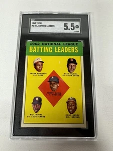 1963 Topps 1962 National League Batting Leaders Baseball Card SGC 5.5 EX+ - Picture 1 of 4