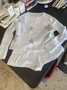 Womens MAKE + MODEL Blue Fuzzy Star PJ’s - Picture 1 of 3