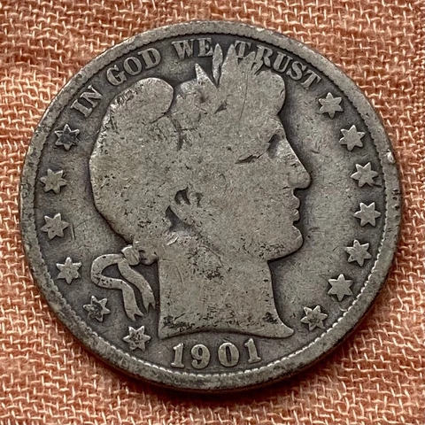 1901 Silver .900 Barber Half Dollar 50 cents (1892-1916) Cover