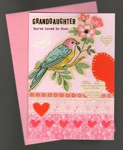 Valentine's Day Greeting Card for Granddaughter, Bird, Hearts, Glittery Hallmark - Picture 1 of 2