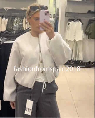 ZARA NEW WOMAN SOFT BOMBER JACKET ECRU XS-XXL 3046/274