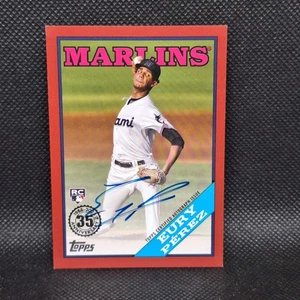 2023 Topps Eury Perez Red 1988 Topps Design #/25 Auto Rookie RC Miami Marlins - Bild 1 von 2