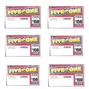 Pull Tab Ticket - Hard Card Tickets - Game - 6 Pack Five on One - Bild 1 von 2