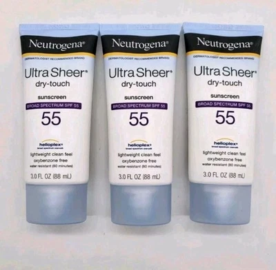 3x Neutrogena Ultra Sheer Dry-Touch FPS 55 loción de protección solar paquete de 3 oz EXP 01/25 Foto 1 de 3