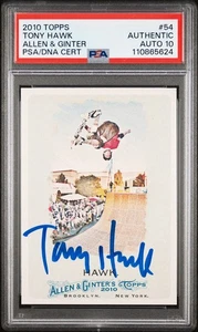 2010 Topps Allen & Ginter #54 Tony Hawk Rookie Card Auto PSA GEM MINT 10 AUTO - Picture 1 of 2