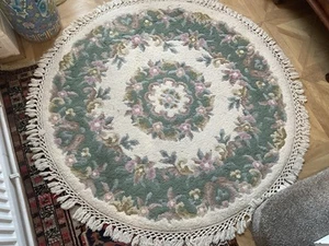 Vintage Rug Hand Knotted In Indian Never Been Used 4ft X 4ft Round - Picture 1 of 10