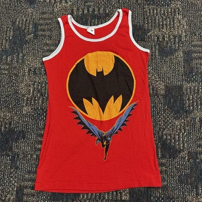 Vintage Batman Shirt Youth XL Red Tank Top Single Stitch 90s - Image 1 of 4
