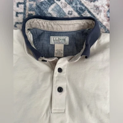 Vintage L.L. Поло Bean Off-White and Navy Casco Bay. 100% хлопок. Опрятный стиль - Изображение 1 из 4