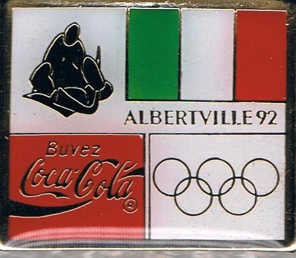 1992年阿尔伯特维尔可乐意大利奥林匹克冰球队NOC赞助商体育徽章 — 第 1/1 张图片