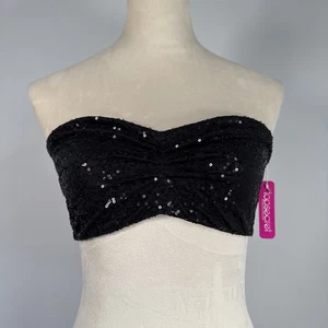 Top Secret Damen L Pailletten Bandeau Röhrentop schwarz trägerlos Party Clubwear neu mit Etikett - Bild 1 von 7