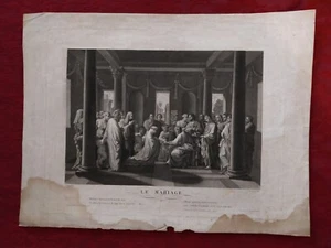 Gravur 19. Jahrhundert: Die Hochzeit nach Nicolas Poussin - Bild 1 von 5
