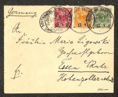 ALEMANIA 47 48 Y 49 SELLOS SOUTHAMPTON REINO UNIDO EASSEN CORREO MARÍTIMO ASIÁTICO ORIENTAL CUBIERTA DE BARCO 1900 Foto 1 de 2