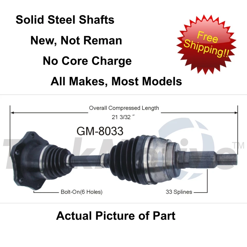 Chevrolet Tahoe GMC Yukon 1995-2006 eje CV 1/2 tonelada delantero-izquierdo/derecho Foto 1 de 1