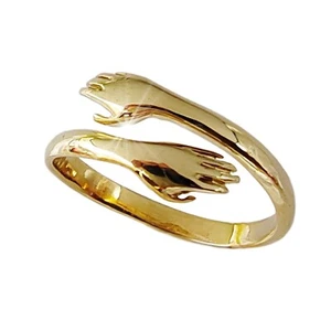 Anello Abbraccio in Oro Giallo 9kt – Unisex – Elegante per Uomo o Donna - Imagen 1 de 12