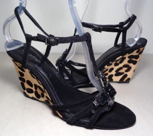 Calvin Klein Size 7.5 M CALLISON Black Suede Wedge Sandals New Women's Shoes - Picture 1 of 16