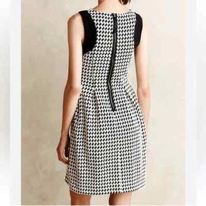 Maeve Anthropologie Hahnentritt Kleid Gr. L B&W Fit & Flare Flirty Preppy Classic - Bild 1 von 18
