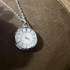 Vintage Swiss Tegrov Silver Color Watch Necklace Working!! - Picture 1 of 5