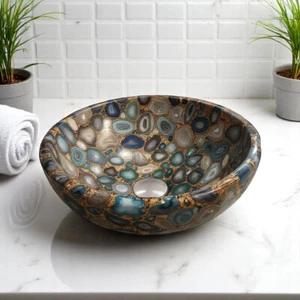 Fregadero de ágata múltiple hecho a mano de 24" - Tocador de baño único cocina y fregadero de hotel decorativo - Imagen 1 de 6