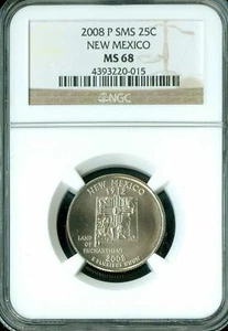 2008 P NEW MEXICO QUARTER NGC MS68 SMS 2ND FINEST GRADE RARE * - Picture 1 of 2