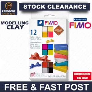 C12-2 FIMO Leather-Effect Oven Hardening Modelling Clay Assorted Colours Pack 12 - Picture 1 of 6