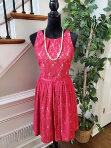 Aidan Mattox Women's Red Floral Sleeveless Round Neck Knee Length Dress Size 12 - Picture 1 of 14
