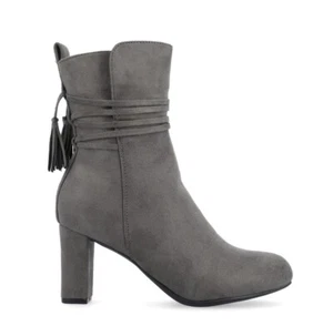 Journee Collection Women's Zuri Ankle Wrap Block Heel Dress Booties 8M Grey - Picture 1 of 7