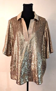New J.Crew sz 2X Collection limited-edition sequin V-neck collared shirt 3351 - Picture 1 of 4