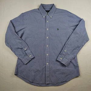 Ralph Lauren camicia uomo XLarge slim manica lunga camicia abbottonata blu gingham - Foto 1 di 8