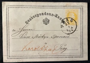 ¡Escaso! AUSTRIA 1871 a PRAGA Primer Tipo Postal Publicada Escrita a Mano Austria - Imagen 1 de 6