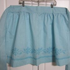 Vintage Apron Teal Gingham with Cross Stitch Chicken Scratch Perfect Condition