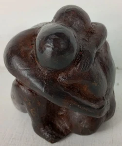 Cast Brass / Bronze 3 Inch Sculpture 2 People Holding Each Other Paperwight - Picture 1 of 6