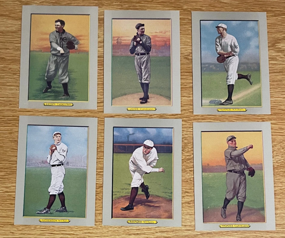 1910-11 Turkey Red 1982 Renata Galasso Reprint Singles Mathewson Joss Merkle + - Image 1 of 2