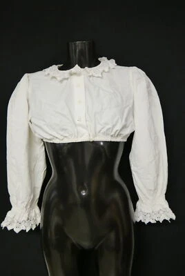 Gr.42 Dirndlbluse weiß Bluse für Dirndl Wenger Baumwolle mit Spitze B11015 - Bild 1 von 4