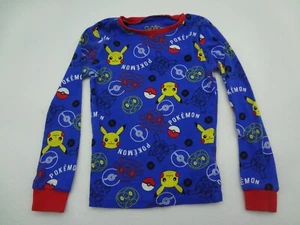 Pokemon Pajama Top Youth Boys 7 Blue Yellow Pikachu - Picture 1 of 11