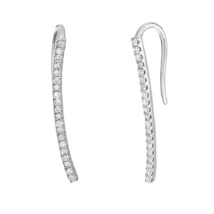 0.12 Carat Round Diamond Stack Crawler Earrings for Women in 10K White Gold - Picture 1 of 7