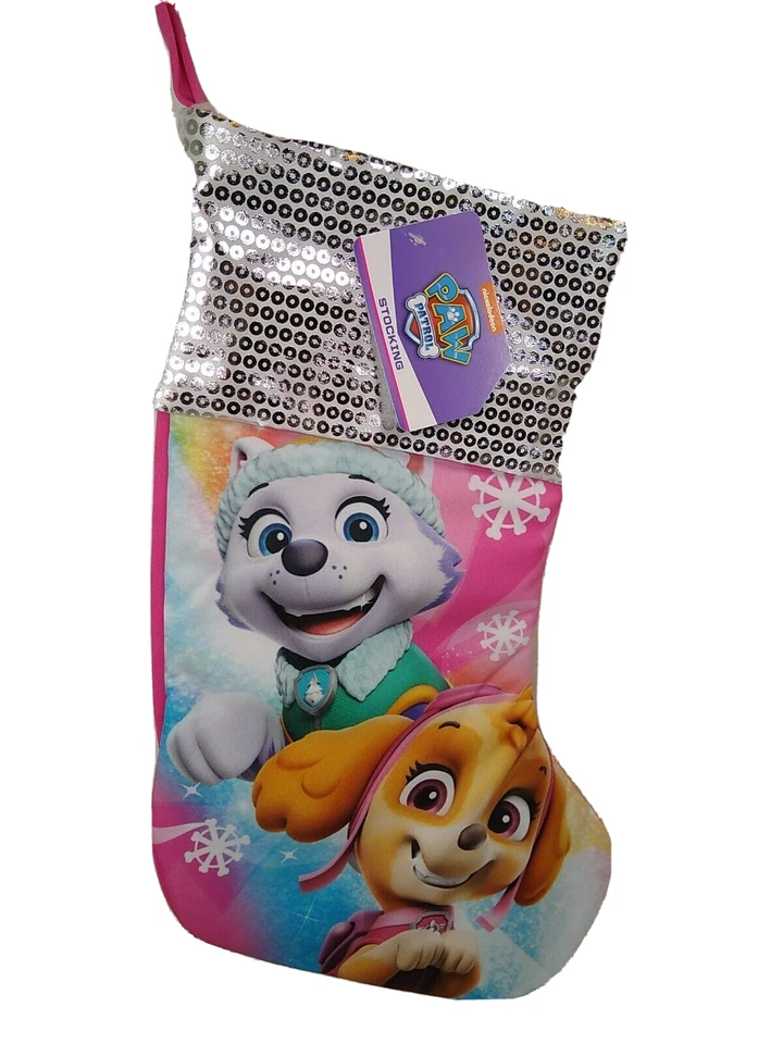 Paw Patrol Christmas Stocking Pink Silver Sequin – Nickelodeon – – Skye Ever