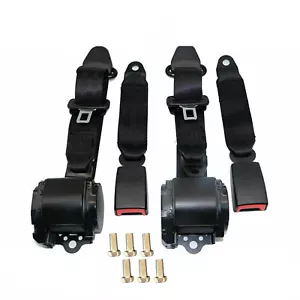 2Pack Universal Lap Seat Belt 3 Point Adjustable Retractable Car Safety Belts - Picture 1 of 10
